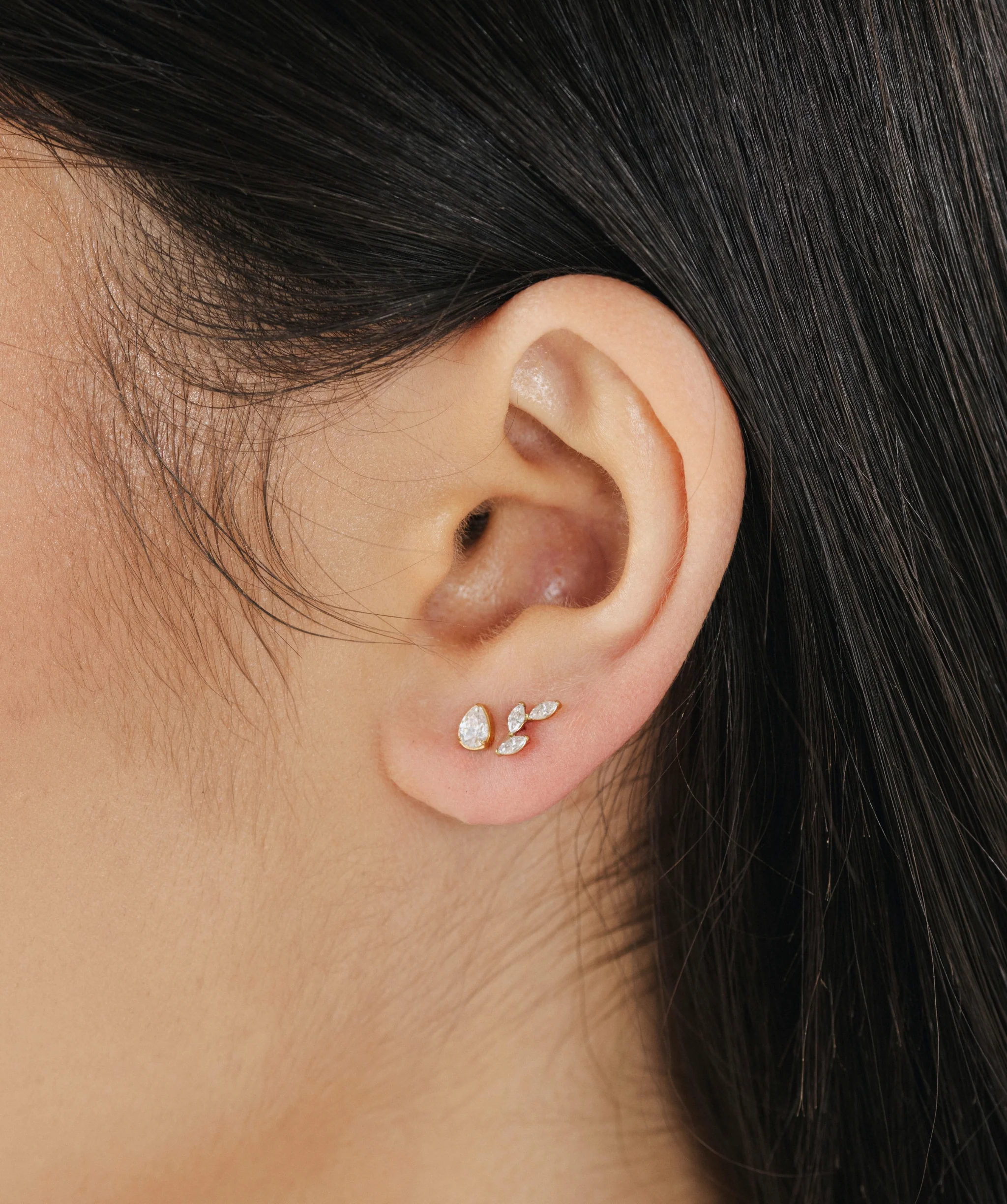 Pear CZ Flat Back Stud - Image 3